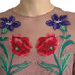 Elegant Rose Gold Maxi Dress with Floral Embroidery