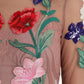 Elegant Rose Gold Maxi Dress with Floral Embroidery