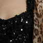 Elegant Leopard Sequin Tiered Dress