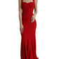 Elegant Red Bodycon Maxi Evening Dress