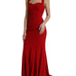 Elegant Red Bodycon Maxi Evening Dress