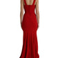Elegant Red Bodycon Maxi Evening Dress