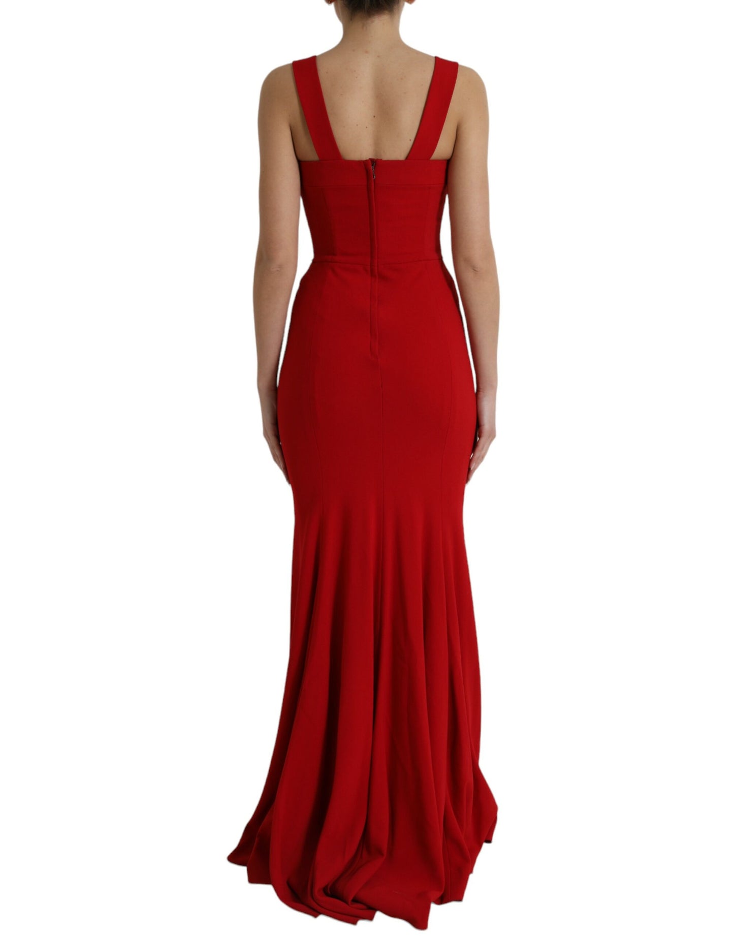 Elegant Red Bodycon Maxi Evening Dress