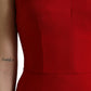 Elegant Red Bodycon Maxi Evening Dress