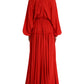 Elegant Red Silk A-Line Long Dress