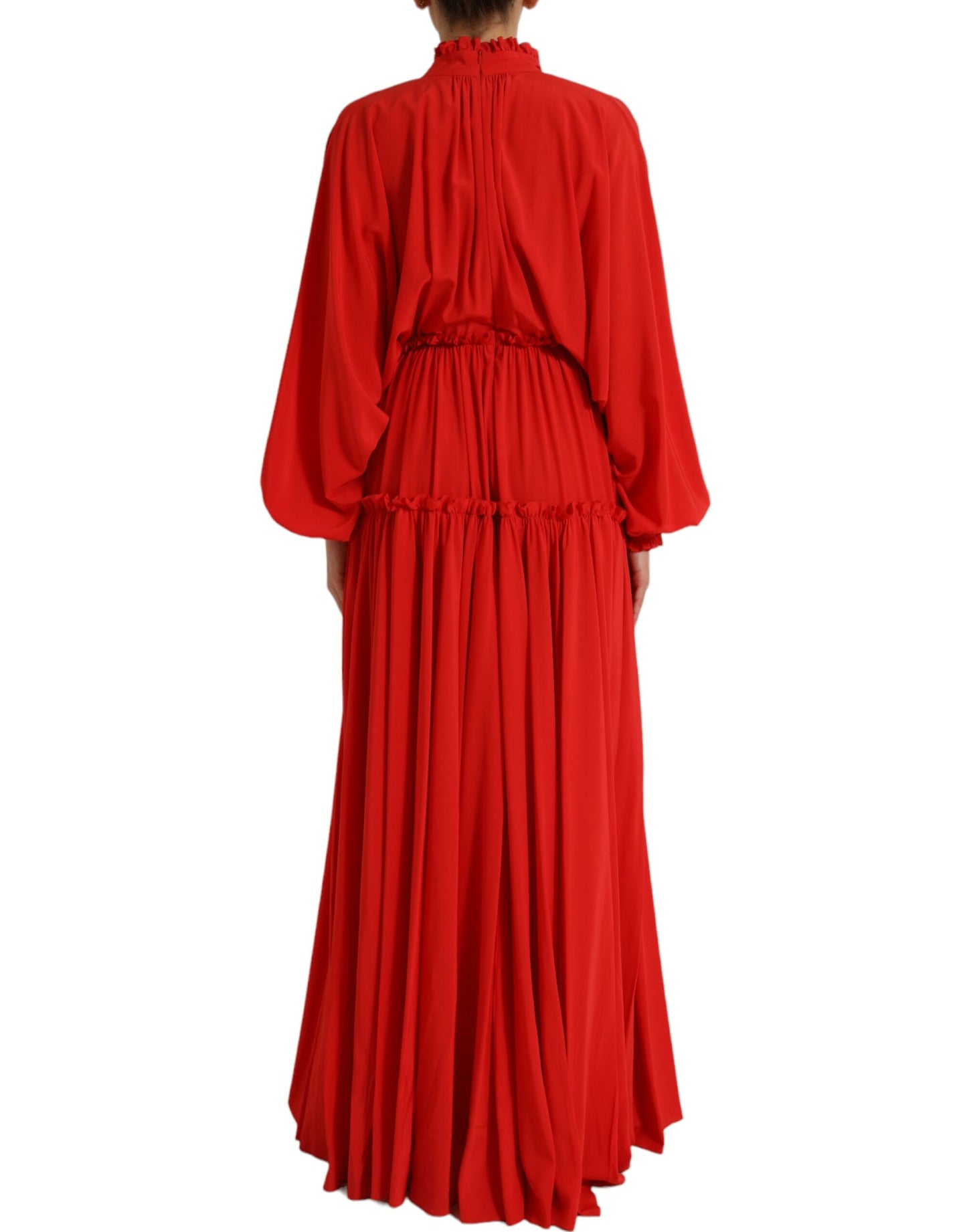 Elegant Red Silk A-Line Long Dress