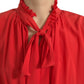 Elegant Red Silk A-Line Long Dress