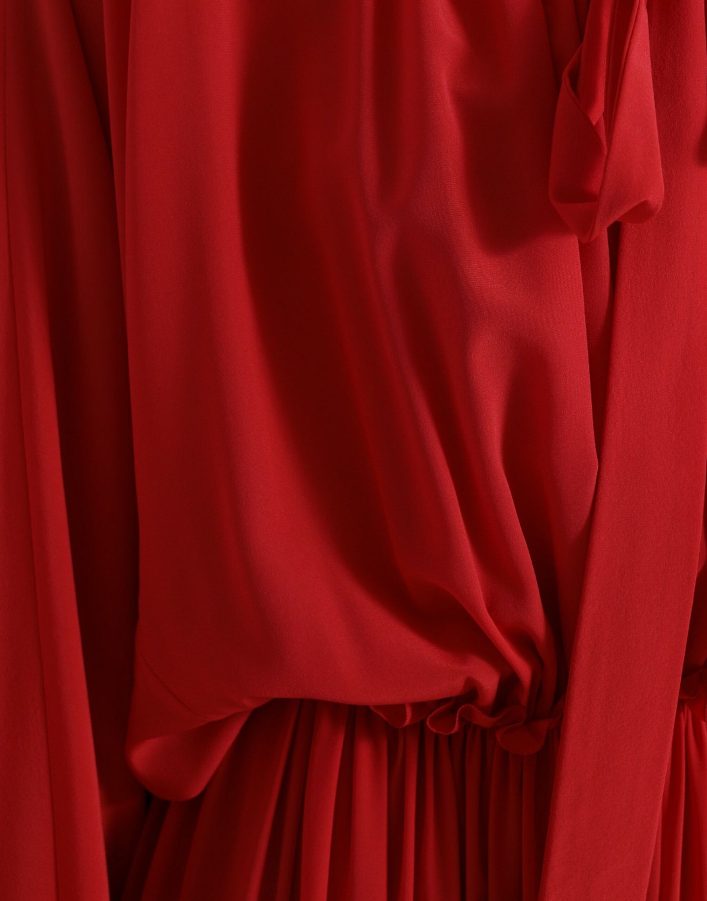 Elegant Red Silk A-Line Long Dress