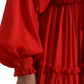 Elegant Red Silk A-Line Long Dress