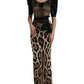 Silk Leopard Embellished Long Dress