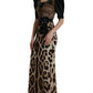 Silk Leopard Embellished Long Dress