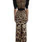 Silk Leopard Embellished Long Dress