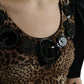 Silk Leopard Embellished Long Dress