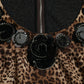 Silk Leopard Embellished Long Dress