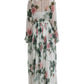Ethereal White Silk Floral Maxi Dress