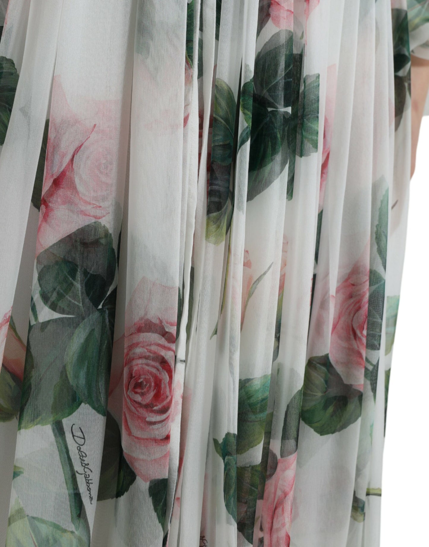 Ethereal White Silk Floral Maxi Dress