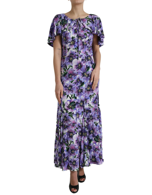 Elegant Floral Silk Maxi Dress