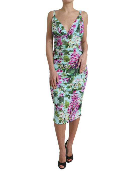 Elegant Floral Sheath Midi Dress