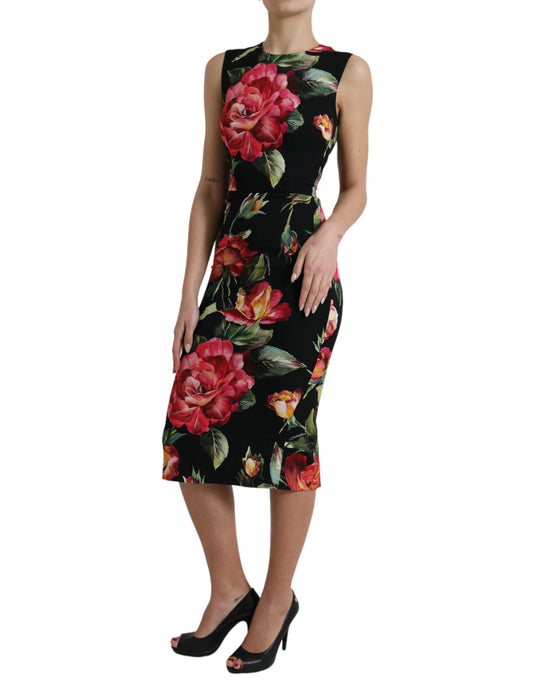 Elegant Floral Sheath Midi Dress