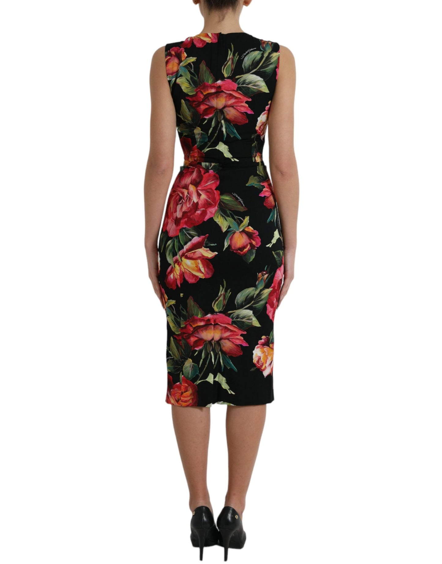 Elegant Floral Sheath Midi Dress
