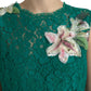 Elegant Lace Midi Dress with Floral Appliques