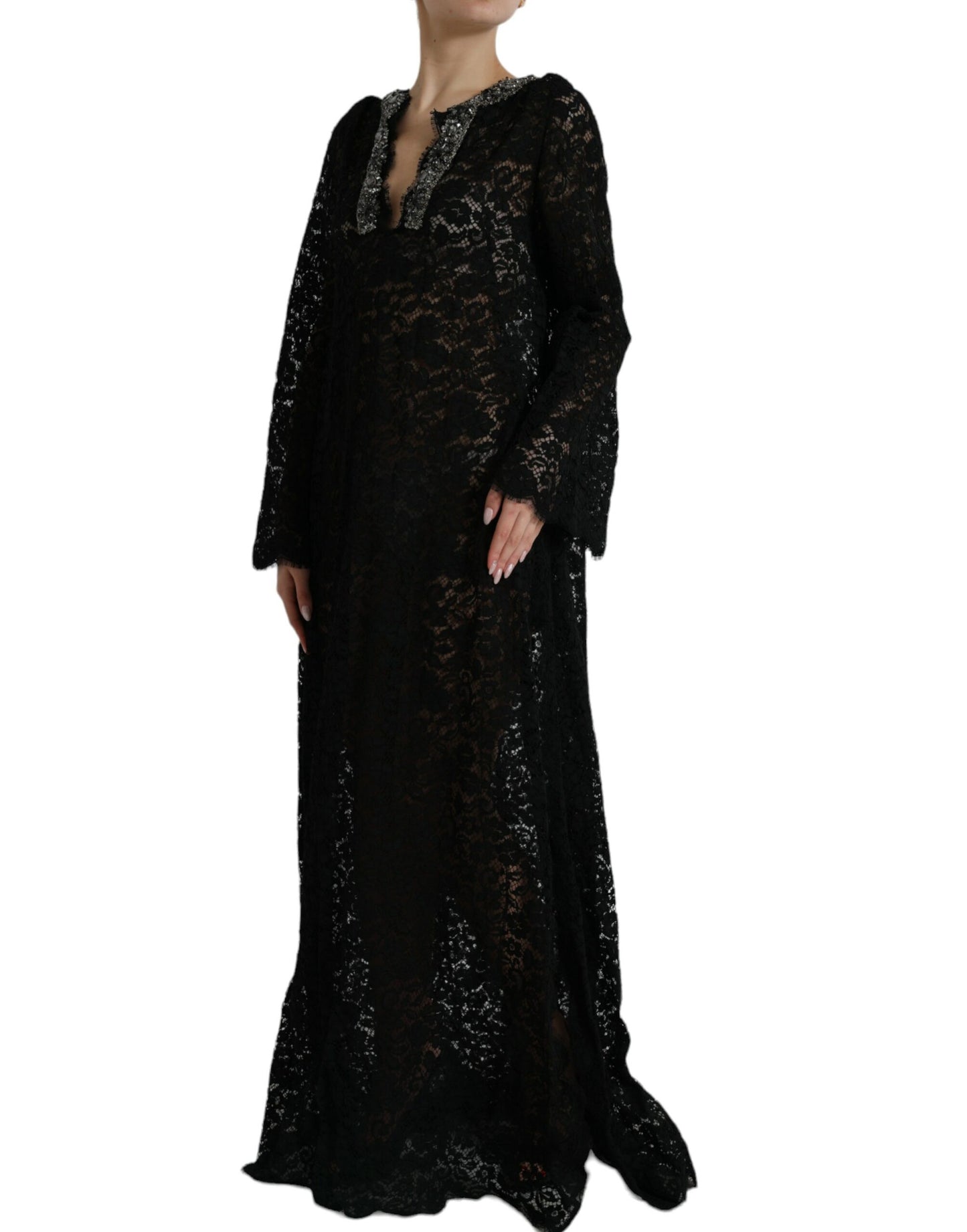 Elegant Long Sleeve Crystal-Embellished Dress