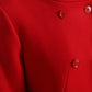 Elegant Red Double Breasted Long Coat