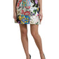 Multicolor Majolica Mini High Waist Skirt