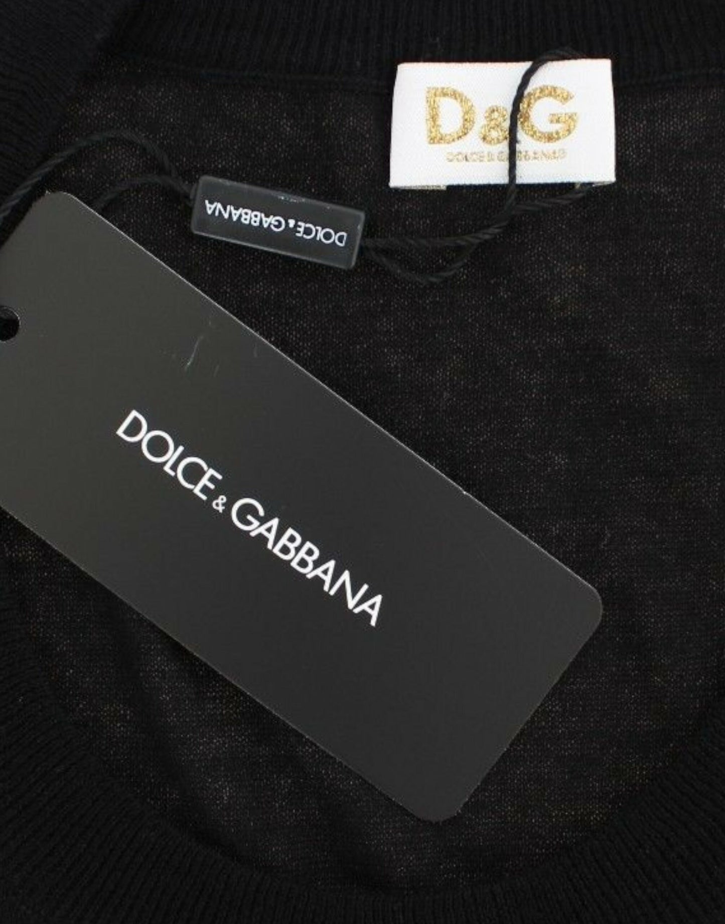 Elegant Black Wool Blend Crewneck Sweater