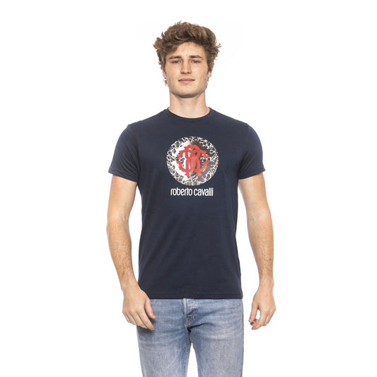 Blue Cotton Men T-Shirt