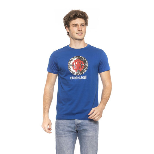Blue Cotton Men T-Shirt