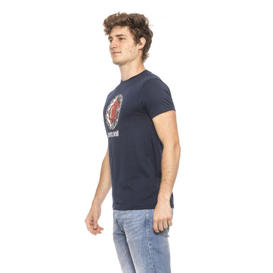 Blue Cotton Men T-Shirt