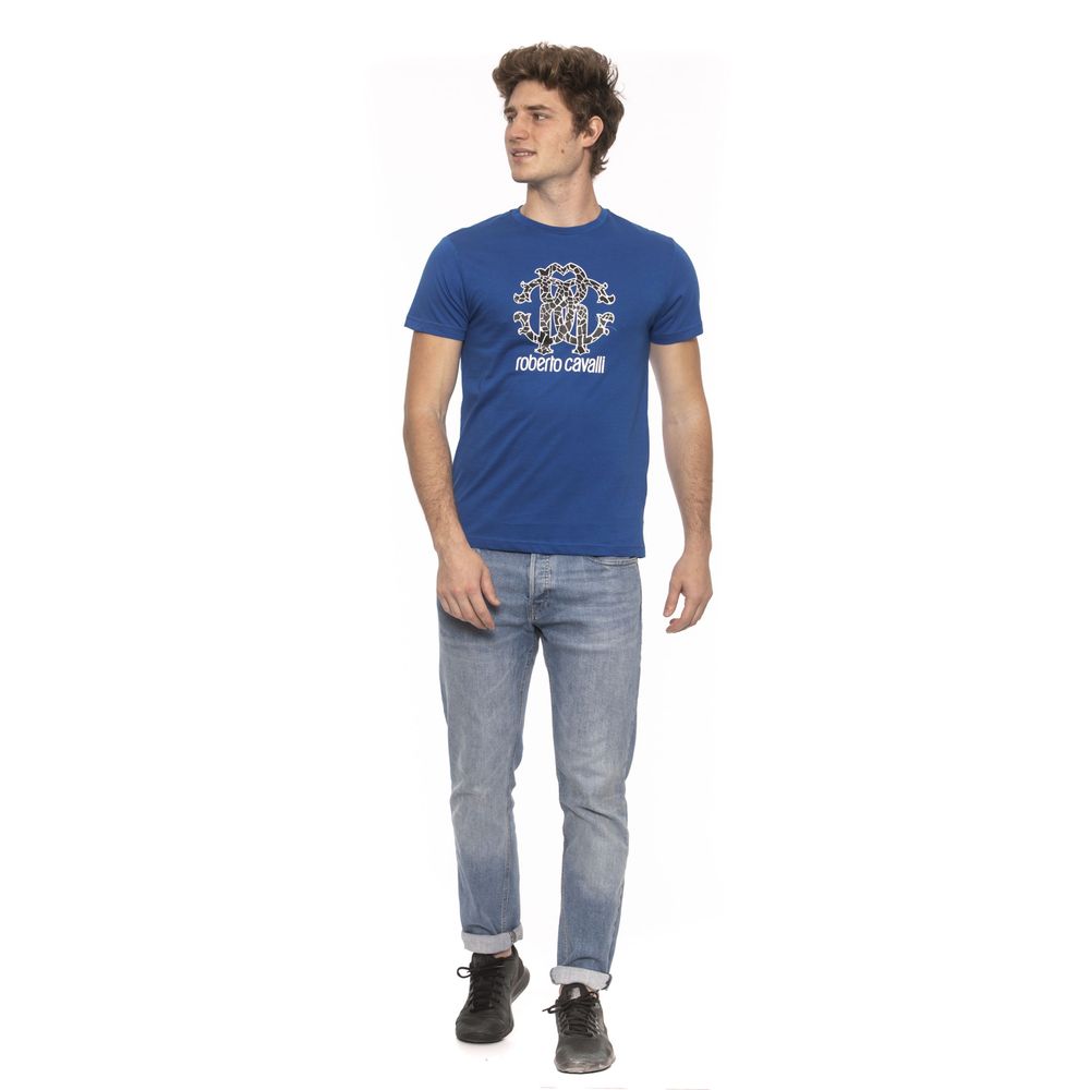 Blue Cotton Men T-Shirt