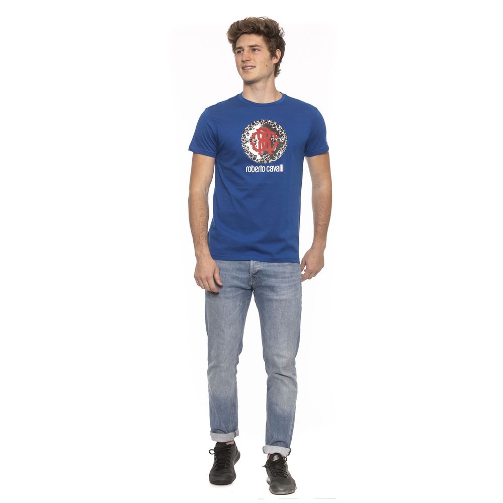 Blue Cotton Men T-Shirt