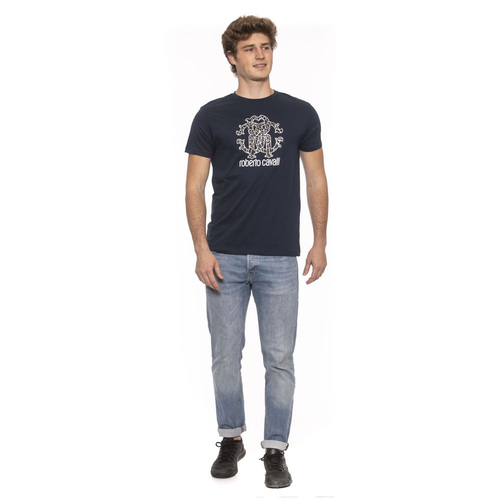 Blue Cotton Men T-Shirt