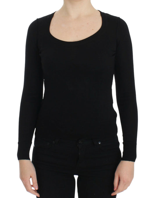Elegant Black Wool Crewneck Sweater