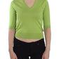 Emerald Green Wool V-Neck Pullover