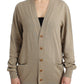 Beige Deep V-Neck Luxury Cardigan