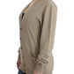 Beige Deep V-Neck Luxury Cardigan