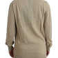 Beige Deep V-Neck Luxury Cardigan