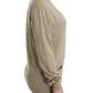 Beige Deep V-Neck Luxury Cardigan