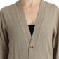 Beige Deep V-Neck Luxury Cardigan