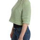 Chic Green Cropped Cotton Sweater