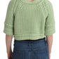 Chic Green Cropped Cotton Sweater