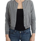 Chic Gray Cotton Blend Short Cardigan