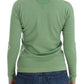 Elegant Green Striped Wool Blend Sweater