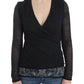 Deep V-neck Black Wool Blend Sweater