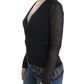 Deep V-neck Black Wool Blend Sweater