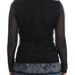 Deep V-neck Black Wool Blend Sweater
