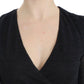 Deep V-neck Black Wool Blend Sweater